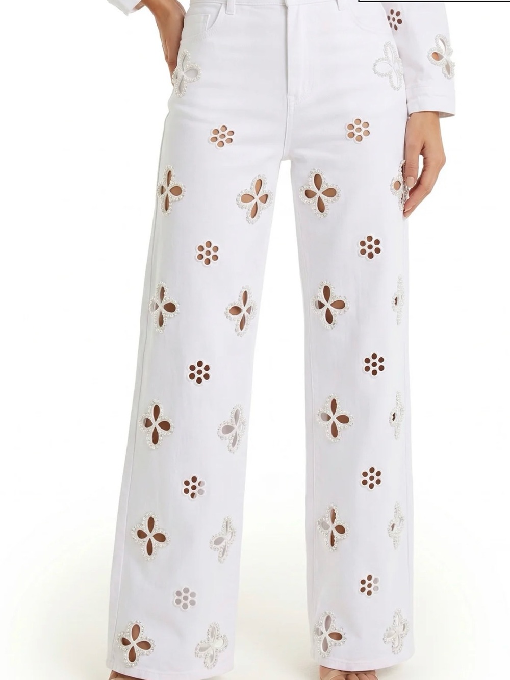 The Noli Shop KAIA PEARL HIGH RISE JEAN - WHITE